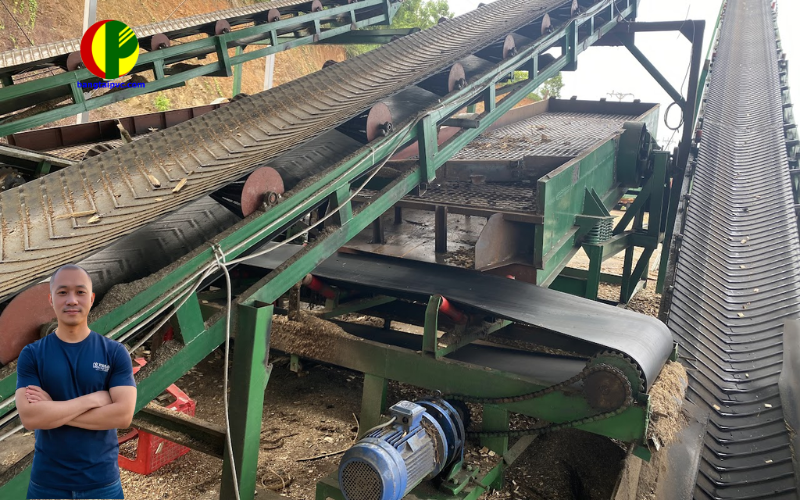 Băng tải cao su gân V tải dăm gỗ